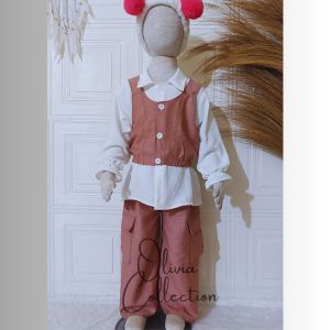 Setelan linen anak perempuan 3 IN 1 terbaru 2023 viral celana cargo usia 3 - 11 tahun bahan linen mix crinkle import variasi kantong depan celena kulot cargo linen anak termurah - COD