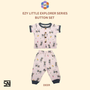 Nova Ezy Button Set Combi Motif Print - Setelan Baju Pendek Celana Panjang 0-2 Tahun