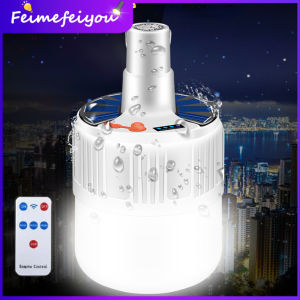 Solar led light bulb with remote outdoor waterproof led light light USB rechargeable bulb for home camping emergency light for night market