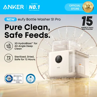 Anker eufy Bottle Washer S1 Pro with Filter 3D HydroBlast Sterilizer Dryer and Smart Wash