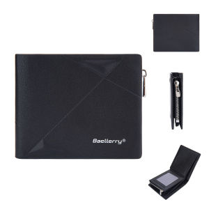DOMPET UANG PRIA WANITA BIFOLD DENGAN ZIPPER KOIN BAELLERRY D9194 MOTIF MINIMALIS