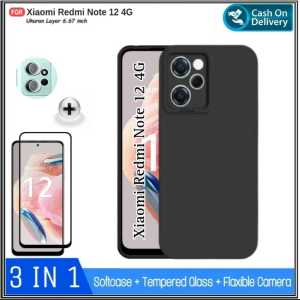 Paket 3IN1 Full Case Redmi Note 12 4G 12 TURBO 10 5G 10T 5G 10 PRO 5G Free Tempered Glass + Camera