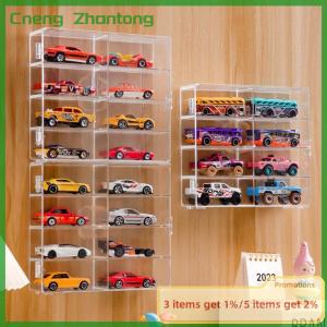 Cneng 1:64 Acrylic Car Display Box For Car Model Toy Cabinet Rack Dustproof Car Non Punching Adhesive Wall Transparent Display Box