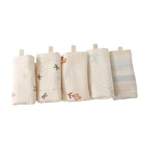 Set of 5pcs Baby Washcloths 4-Layer Cotton Square Face Towel for Sensitive Skin Newborns Bath Time Small Handkerchief