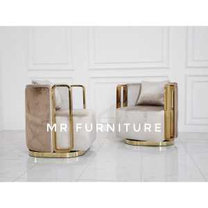 Kursi Sofa Single Putar Stainless Gold