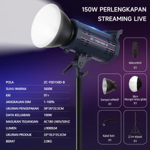 Zkeezm 300W Lampu Studio Softbox Lighting Kontent Live streaming 150W/200W COB Foto Photography 3200k-5800K+2.8M kaki tiga