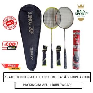FLASHSALE!!! RAKET PAKET SIAP MAIN BADMINTON 2 RAKET YONEX LINING PAKET MURAH - PAKET RAKET MURAH - RAKET SEPAKET MURAH - RAKET ANAK MORRIS + 6 SHUTTLECOCK -