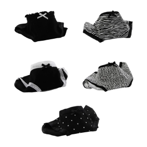 Womens Hipsters viền ren Cung Quần Lót Với Leopard Ngựa vằn Sọc In Thoáng Khí Cotton eo vừa Tóm Tắt Đồ Lót