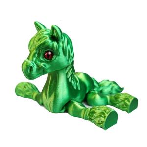 Articulated Rainbow Horse 3D Printing Home Decors Craft With Movable and Tail For Children And Collectors Gift