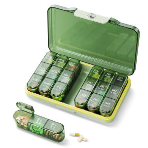 21 Weekly pill 7 Medication Reminder for Elderly: Take Medicines in the Morning Noon and Evening - Pill Organizer ABS Storage