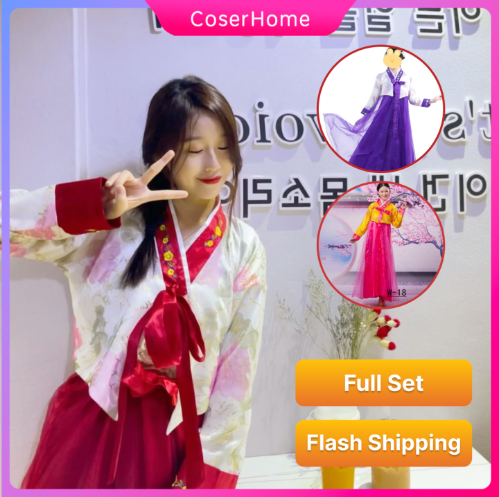 Hanbok South Korean Traditional Costumes for Women Adults Red Dress