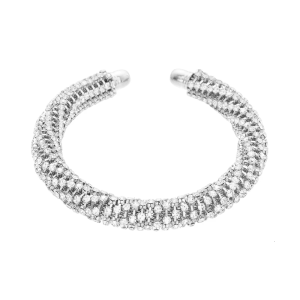 Adjustable Open Circle Bracelet Rhinestoned Accent Lightweight Metal Versatile Wristlet For Formal Casual