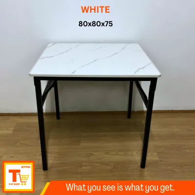 FOLDABLE/FOLDING SQUARE TABLE (60x60 80x80) WITH METAL LEGS (MARBLE WHITE)