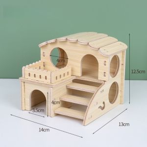 Q-1151 STORE Easy to Install Hamster Villa Wooden Chewable Platform House Cage Accessories Hamster Climb Toy Pet Supplies