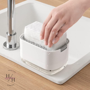 Healthyomes Convenient 2in 1 Double Layer Diswashing Liquid Pump Press On Type DIspenser Kitchen Sink Soap Box Holder