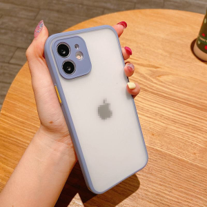 🔥เคสขอบสีหลังขุ่นสำหรับไอโฟน🔥ใช้สำหรับ iphone 6S 7 8 Plus X XR XS Max 11 Pro Max 12 Pro Max 12 Mini SE 2020 TPU Case เคสกันกระแทก ปุ่มสีผิวด้าน กันรอยกล้อง ขอบนิ่มหลังแข็ง