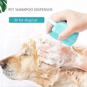 K.1pcs Silicone pet shower brush SPA Massage Pet Hair Cleaning Bath Brush Shampoo shower gel dispenser High quality pet shower brush Random color shipping