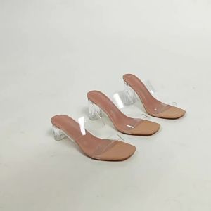 2026 Summer New WomenS Crystal High Heels With Transparent Strap Ultra-High Heel Waterproof Platform Chunky Heel Sandals