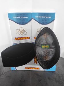 Songkok Peci Kopiah ANGGREK Polos Non AC Bludru Hitam Premium