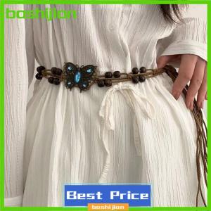 bashijian Phong Cách Bohemian bướm Nước Kim Cương Dệt Phong cách dân tộc hạt gỗ của phụ nữ vành đai giản dị kỳ nghỉ phong cách eo dây