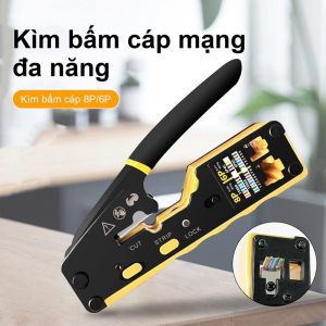 Kìm bấm đầu mạng xuyên thấu Cat5e/6/6A – Dụng cụ bấm đầu RJ45 RJ11 đa năng 3 trong 1