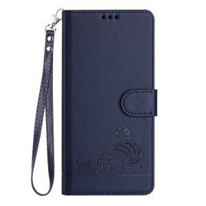 Cute Cat Embossed PU Leather Flip Wallet Case For iPhone 18 Pro Max 17 air 16 plus 15 14 Card Holder Kickstand Shockproof Phone Cover With Removable Crossbody Lanyard