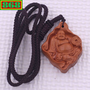 Mặt dây chuyền Phật Di lặc 2D gỗ đào kèm vòng cổ dây dù mặt dây chuyền phong thủy mặt dây chuyền gỗ