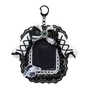 Kawaii KT Card Set Keychain Pendant Melody Kuromi Girl Anime Gothic Style 3-inch Photo ID Card Bag