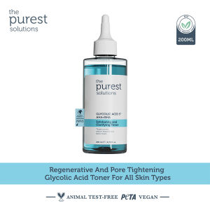 The Purest Solutions Exfoliating and Clarifying Toner 200ml | Glycolic Acid 5% AHA BHA Tightens Pores Skin Regeneration All Skin Type