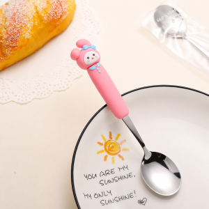 Sudu Kids Stainless Steel Spoon Cute Cartoon Design Kuromi Capybara Safe Tableware Kawaii Utensil