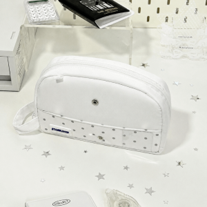 OUTMODED INTERSECT77OU5 Polka Dot Print Pencil Case Cream White Large Capacity Pencil Pouch Portable Stationery Pouch Gift