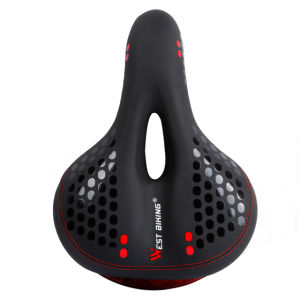 WEST BIKING Bicycle Saddle with Tail Light Thicken Widen MTB Bike Saddles Soft Comfortable Bike Hollow Cycling Bicycle Saddle