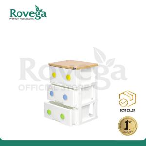 Rovega Trendy Lemari Laci Plastik Premium 3 Susun White with Colorful Grip