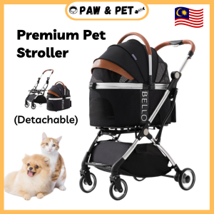 (Ready Stock) BELLO Detachable Pet Stroller Upgraded Version Carrier Flexible Handhold Outdoor Stroller for Cat & Dog