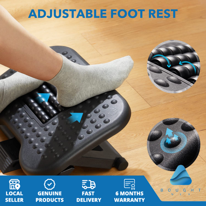 Adjustable Foot Rest Ergonomic Footrest with Massager Beads for