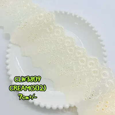 CLW3809[1METER]7CM-TC COTTON LACE/TC LACE/COTTON LACE/RENDA COTTON/RENDA KAIN/RENDA SULAM/EMBROIDERY LACE