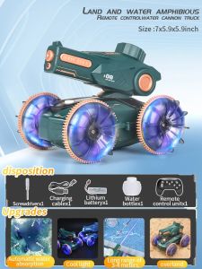 Light Stunt Amphibious Car Self Suction Remote Control Water Spray Vehicle Amphibious Variable Speed RC Childrens Water Toy Gift