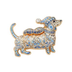YOUSHI TOP Men răng Trâm cài Giáng sinh Chó Dachshund Chó Trâm cài pha lê Giáng sinh Nhẹ Độc đáo Huy hiệu Giáng sinh