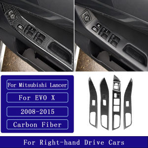 For Mitsubishi Lancer EVO X MR 2008-2015 Carbon Fiber Door lifting Panel Trim Cover Car Interior Accessories Decorative Stickers