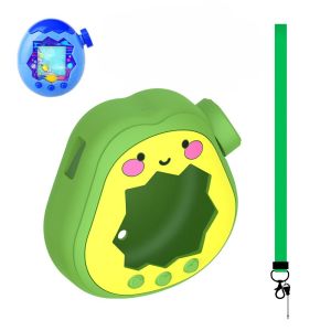 NOBLELUX Silicone Protective Case Cartoon Avocado Anti-Scratch Skin Cover Sleeve Cute with Lanyard Games Console Protector for Tamagotchi Paradise Electronic Pet Game Accessories
