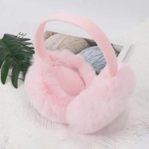 White Cute Girl Soft Earmuffs Women Ear Keep Warmer Plush Solid Color Winter Adjustable Foldable Ear Protection Muffs Earflap