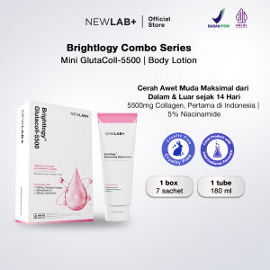 NEWLAB Bundle 1 Box  Brightlogy Mini GlutaColl-5500 + 1 Body Lotion | Minuman Collagen Drink Pemutih Badan BPOM & Body Care untuk Mencerahkan