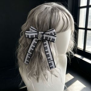 Y2K Piano Keys Notes Harajuku Style Bow Hair Clip Sweet and Cute Japanese JK Lolita Hair Accessories Popular Womens Hair Clip
