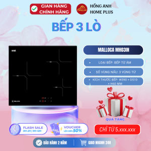 Bếp từ thông minh Malloca MH03IN âm bàn bếp 3 vùng nấu mặt kính EuroKera cao cấp đen chấm bi chìm