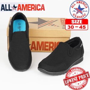ALL AMERICA Secondary Student Black School Shoes Slip On | All American Kasut Sekolah Hitam Menengah Sarung 133301