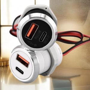YAFEN 1Pcs 9V 2A 5V 3A USB Type-C Mini Fast Charging Car Charger Desktop Hidden Integrated USB Charger Auto Power Embedded Socket