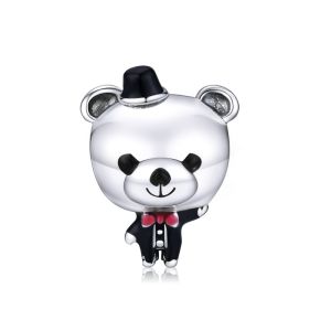 BAMOER Mr. Bear the Groom in Wedding Charm for Original Silver Bracelet or Bangle 925 Sterling Silver Fine Jewelry SCC1473