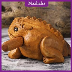 Mazhaha Lucky Thailand Wood Thailand Traditional Craft Wooden Lucky Croaking Musical Instrument Home Office Desk Decor Lucky Frog Crafts