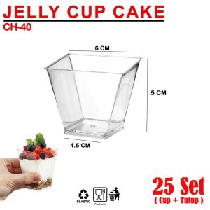 Jelly Cup / Gelas Puding 240 ml - Kotak - CH 40 Cup + tutup