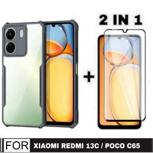 PROMO PAKET 2 IN 1 CASE XIAOMI REDMI 13C 4G / POCO C65 2023 / REDMI NOTE 12 4G / REDMI NOTE 12 PRO 4G / REDMI NOTE 12 PRO 5G / POCO X5 5G / POCO C40 / POCO M5S 2022 PREMIUM SOFTCASE ARMOR SHCOKPROOF TRANSPARENT